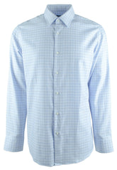 Hugo Boss Men's Enzo Plaid Regular Fit Long Sleeve Shirt 15.5 (32-33) Pastel Blue